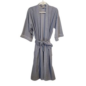 Harcourt | Women's Vintage Gray Belted Robe With White Trim (One Size Fits All)